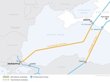 Схема газопроводов «Турецкий поток» и «Голубой поток»
